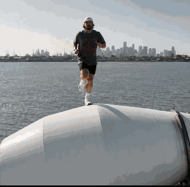 Dan running on a cement truck