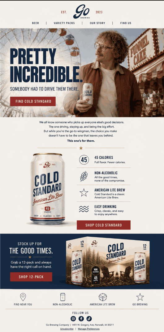 Cold Standard launch email — now available at Kroger